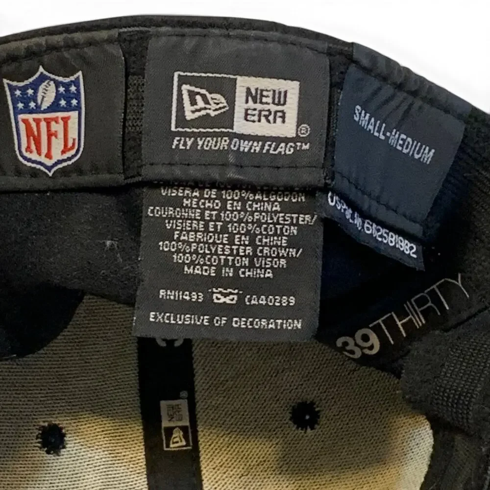Pittsburgh Steelers New Era 39THIRTY Hat NFL Black Gold Stretch Fit Cap Size S/M